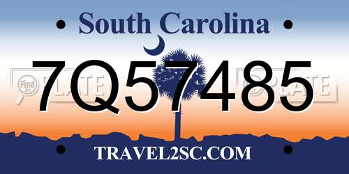 7Q57485 South Carolina License Plate