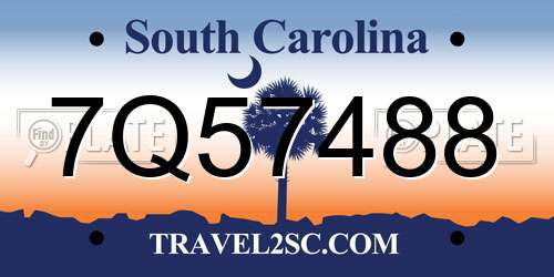 7Q57488 South Carolina License Plate