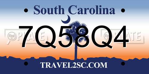 7Q58Q4 South Carolina License Plate