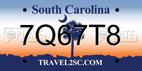 7Q67T8 South Carolina License Plate