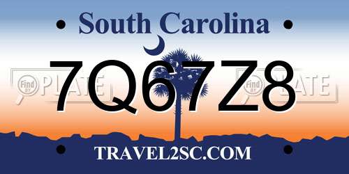 7Q67Z8 South Carolina License Plate