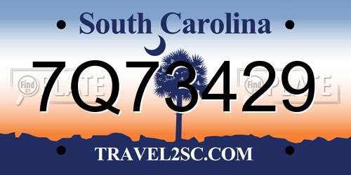 7Q73429 South Carolina License Plate