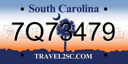 7Q73479 South Carolina License Plate