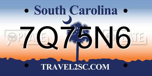 7Q75N6 South Carolina License Plate