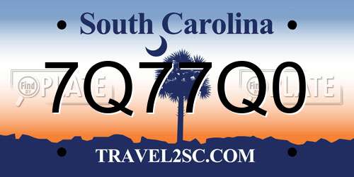 7Q77Q0 South Carolina License Plate
