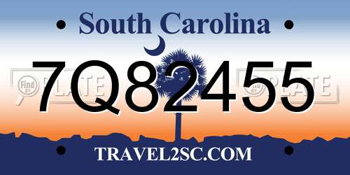 7Q82455 South Carolina License Plate