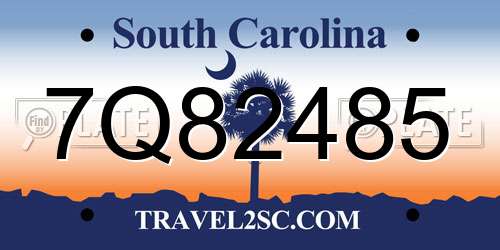 7Q82485 South Carolina License Plate