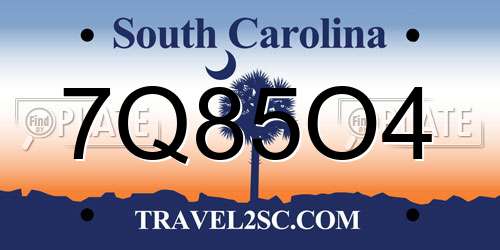 7Q85O4 South Carolina License Plate