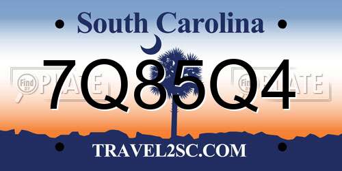 7Q85Q4 South Carolina License Plate