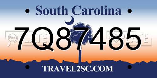 7Q87485 South Carolina License Plate