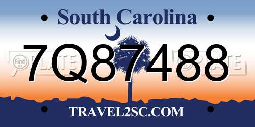 7Q87488 South Carolina License Plate