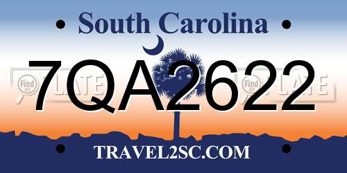7QA2622 South Carolina License Plate