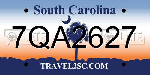 7QA2627 South Carolina License Plate