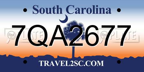 7QA2677 South Carolina License Plate
