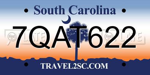 7QAT622 South Carolina License Plate