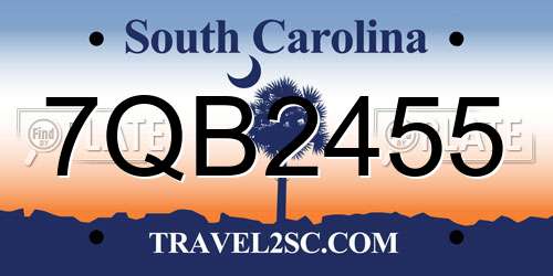 7QB2455 South Carolina License Plate