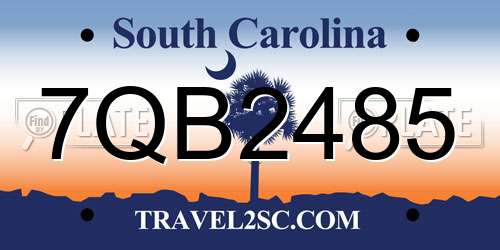 7QB2485 South Carolina License Plate