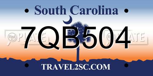 7QB504 South Carolina License Plate