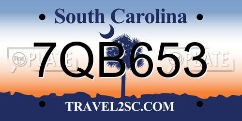 7QB653 South Carolina License Plate