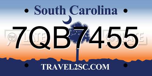 7QB7455 South Carolina License Plate