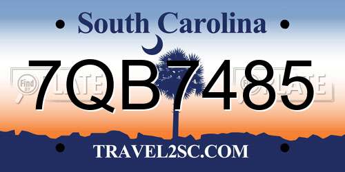 7QB7485 South Carolina License Plate