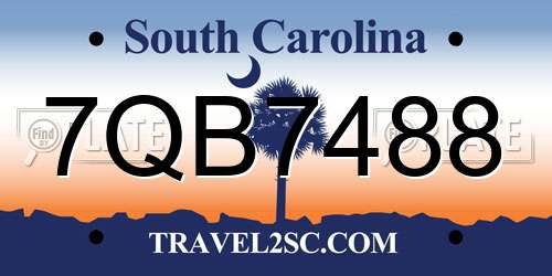 7QB7488 South Carolina License Plate
