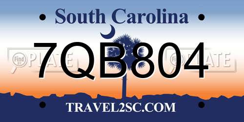 7QB804 South Carolina License Plate