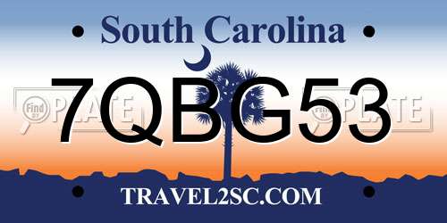 7QBG53 South Carolina License Plate