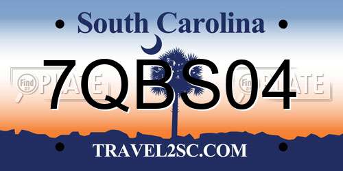 7QBS04 South Carolina License Plate