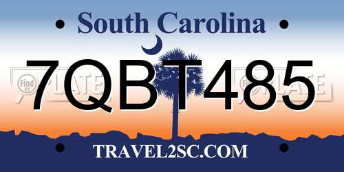 7QBT485 South Carolina License Plate