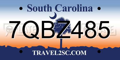 7QBZ485 South Carolina License Plate