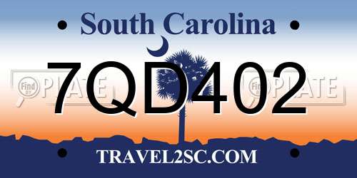 7QD402 South Carolina License Plate