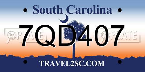 7QD407 South Carolina License Plate