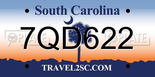 7QD622 South Carolina License Plate