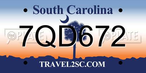 7QD672 South Carolina License Plate