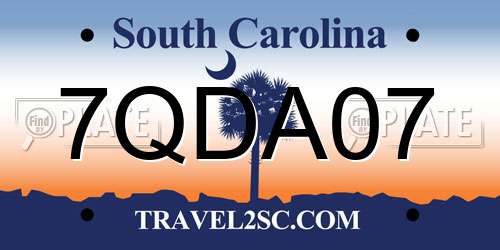 7QDA07 South Carolina License Plate