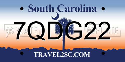 7QDG22 South Carolina License Plate
