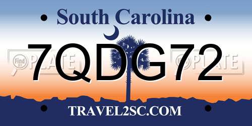 7QDG72 South Carolina License Plate