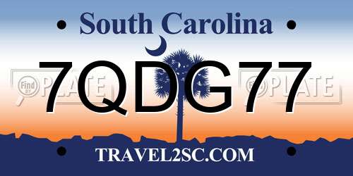 7QDG77 South Carolina License Plate