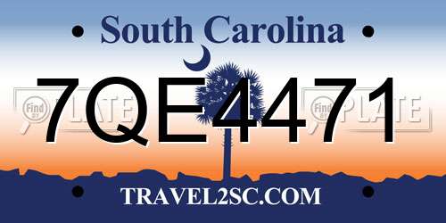7QE4471 South Carolina License Plate