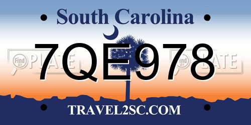 7QE978 South Carolina License Plate