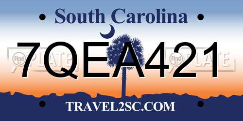 7QEA421 South Carolina License Plate