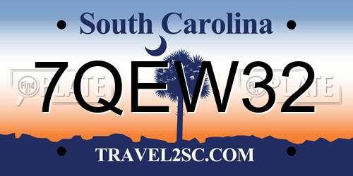 7QEW32 South Carolina License Plate