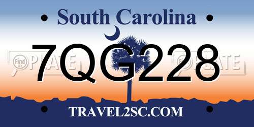 7QG228 South Carolina License Plate