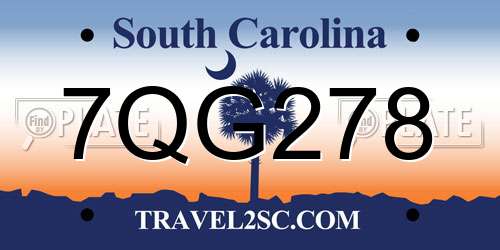 7QG278 South Carolina License Plate