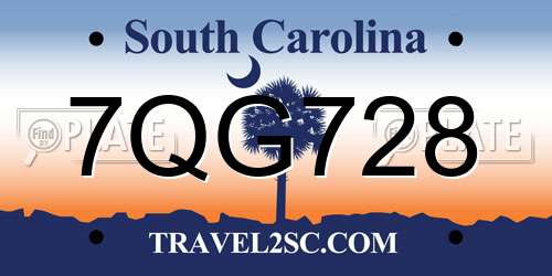 7QG728 South Carolina License Plate