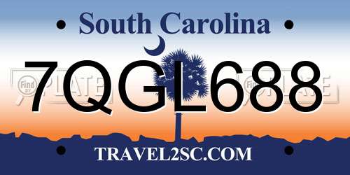 7QGL688 South Carolina License Plate