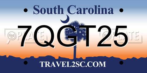 7QGT25 South Carolina License Plate