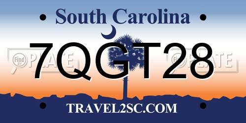 7QGT28 South Carolina License Plate