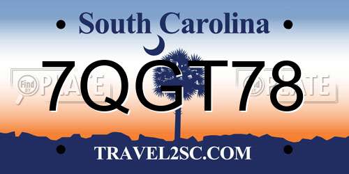 7QGT78 South Carolina License Plate